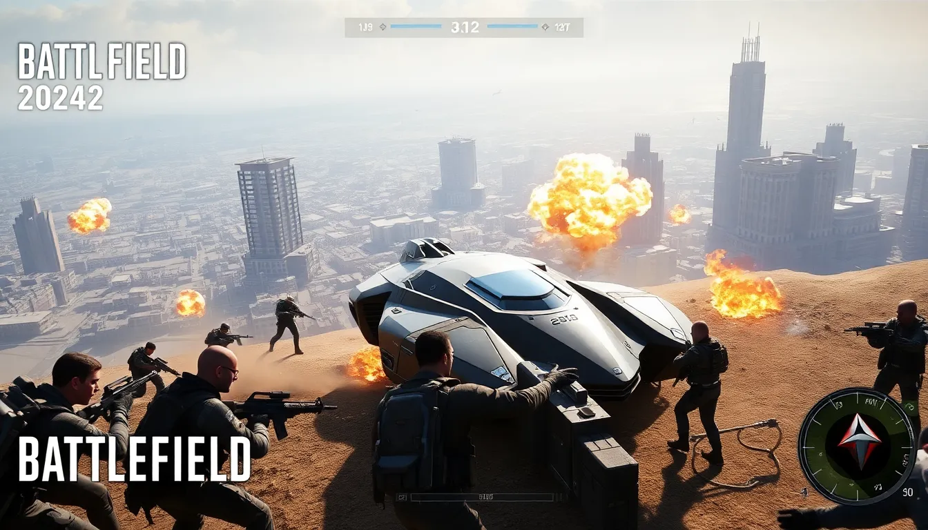 intense multiplayer battle scene from Battlefield 2042 with diverse players.