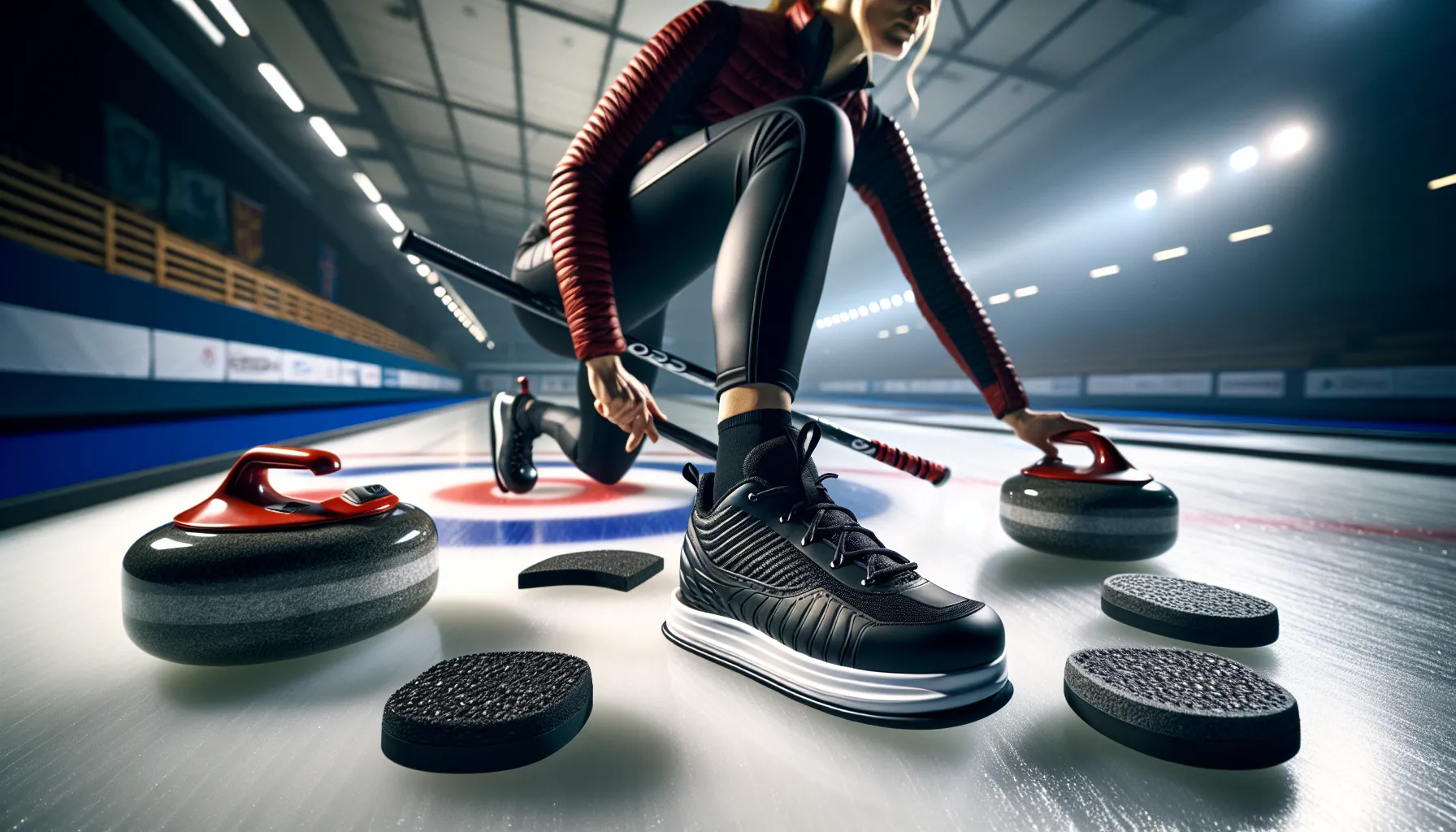 Curler tests shoe fit, slider thickness, and gripper on a Norwegian rink.