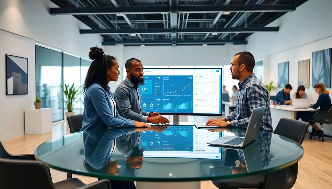 diverse team discussing cloud native DevOps strategies in a modern office.