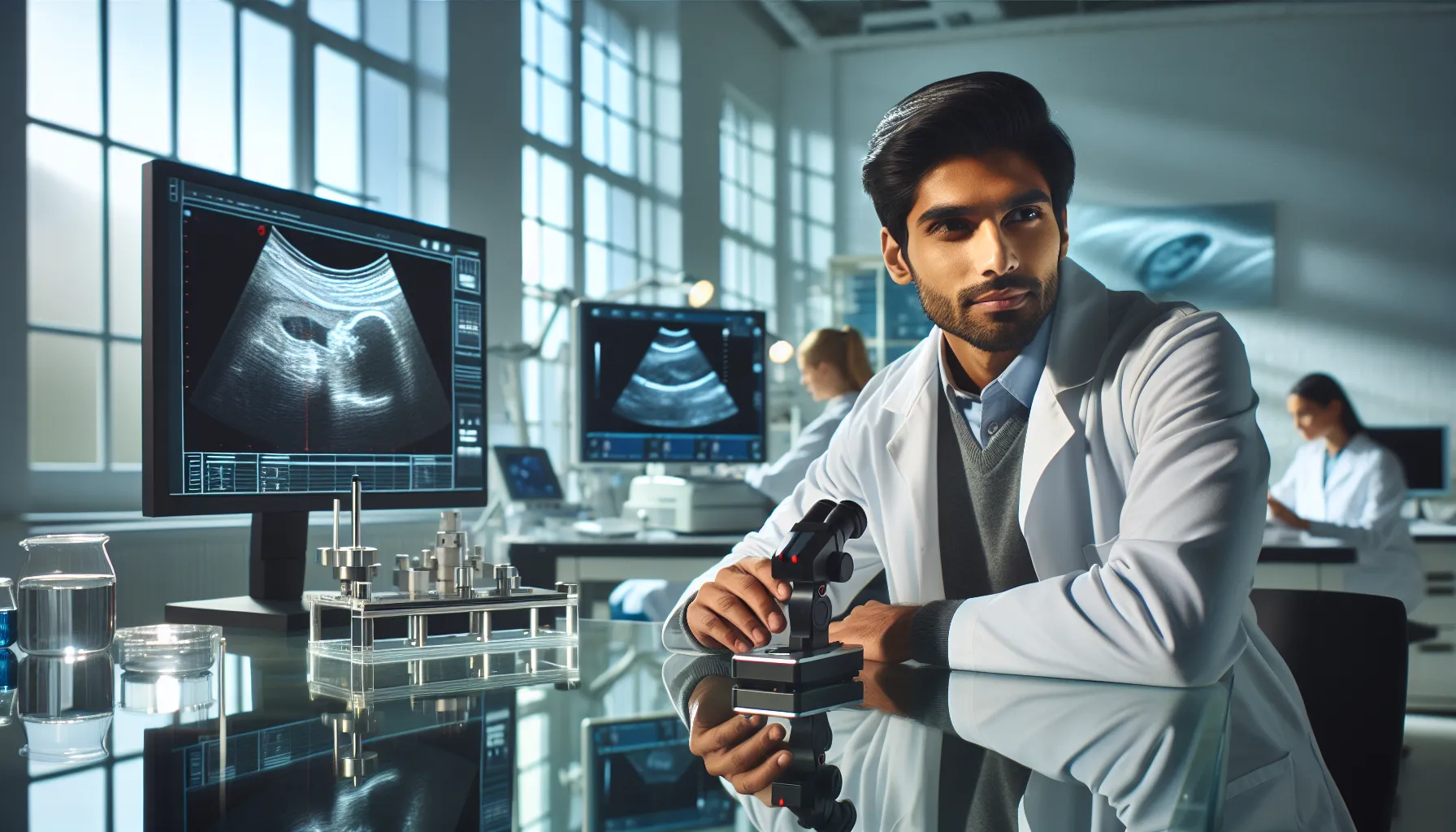 diverse team using advanced photoac9mpa technology in a modern lab.