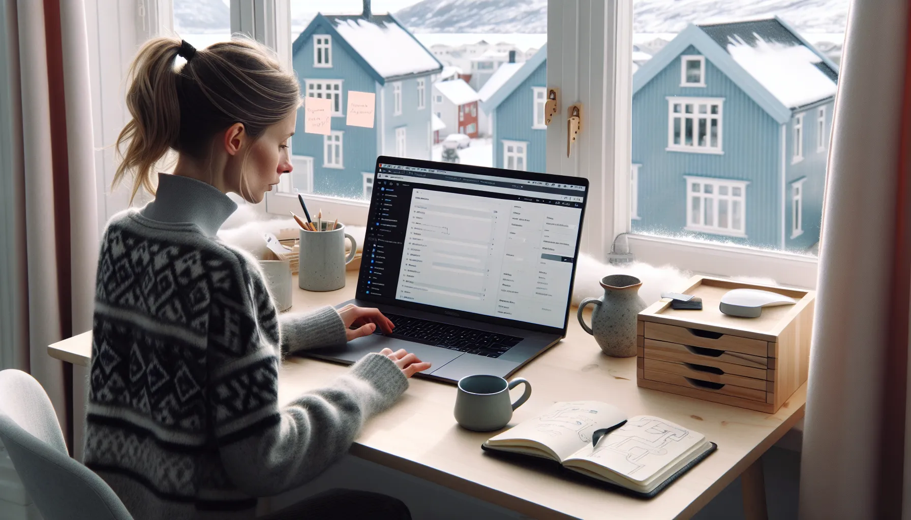 Norwegian developer planning a custom wordpress forms plugin on a laptop.