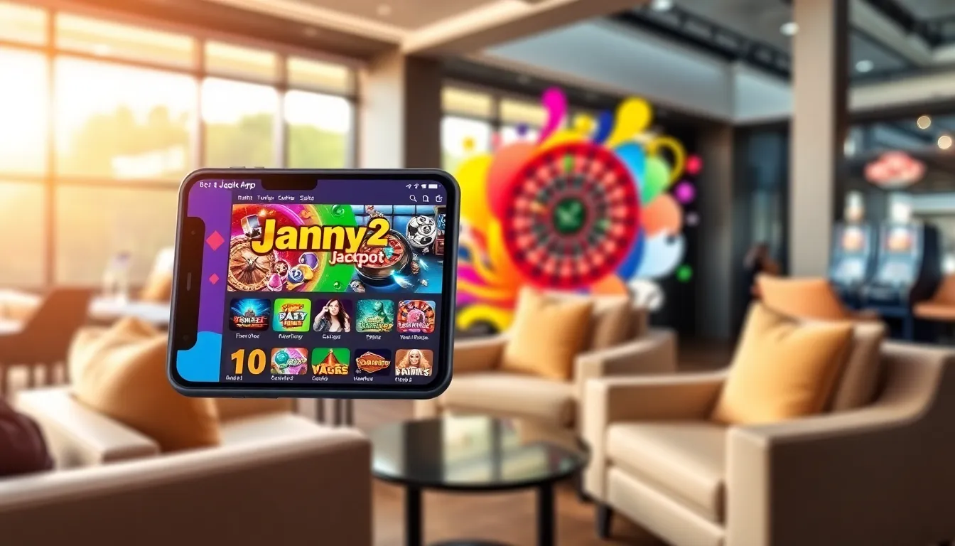 display of the Jonny Jackpot App on a mobile phone in a stylish setting.