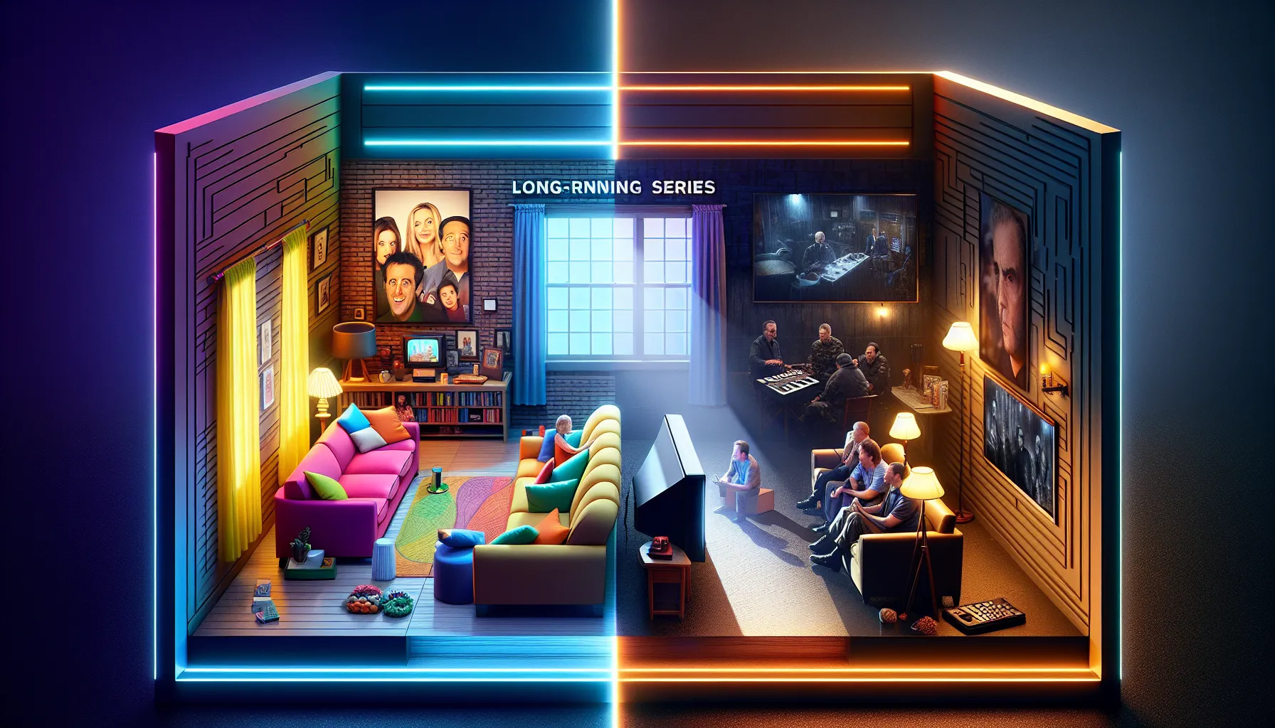 A visual comparison of the essence of series and miniseries.