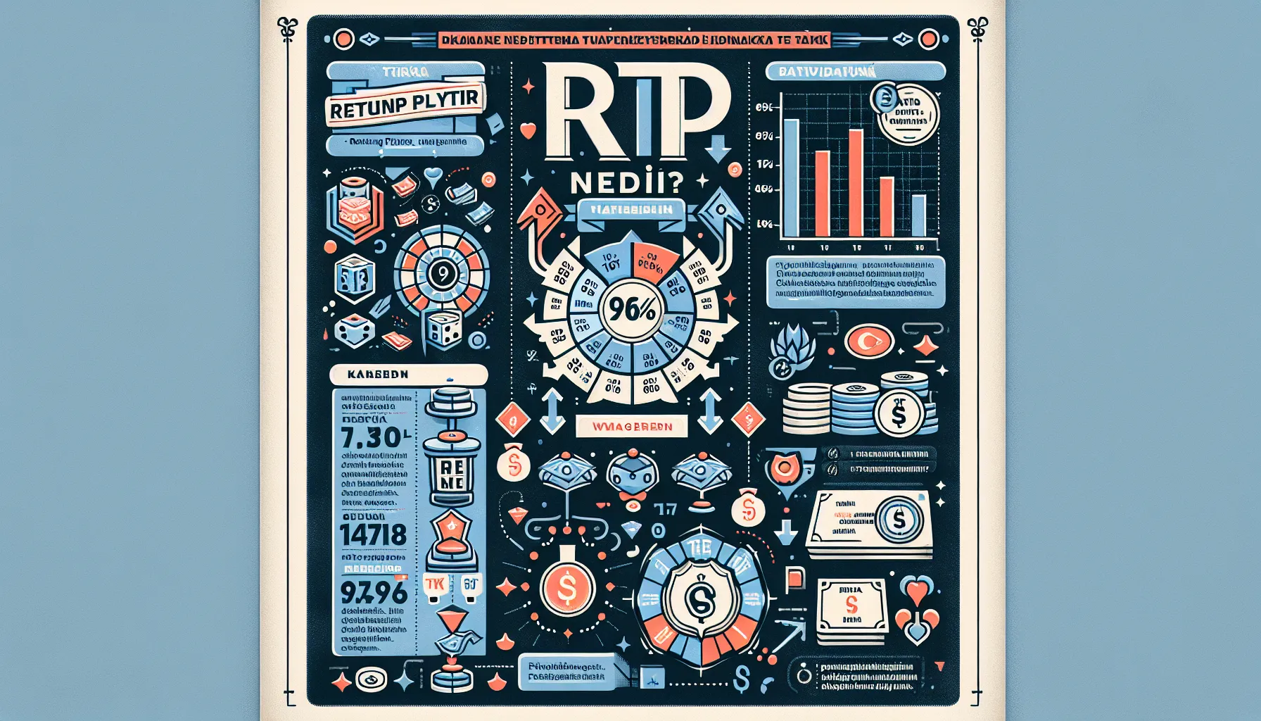 Visualization explaining RTP in gaming, emphasizing its definition and calculation process.