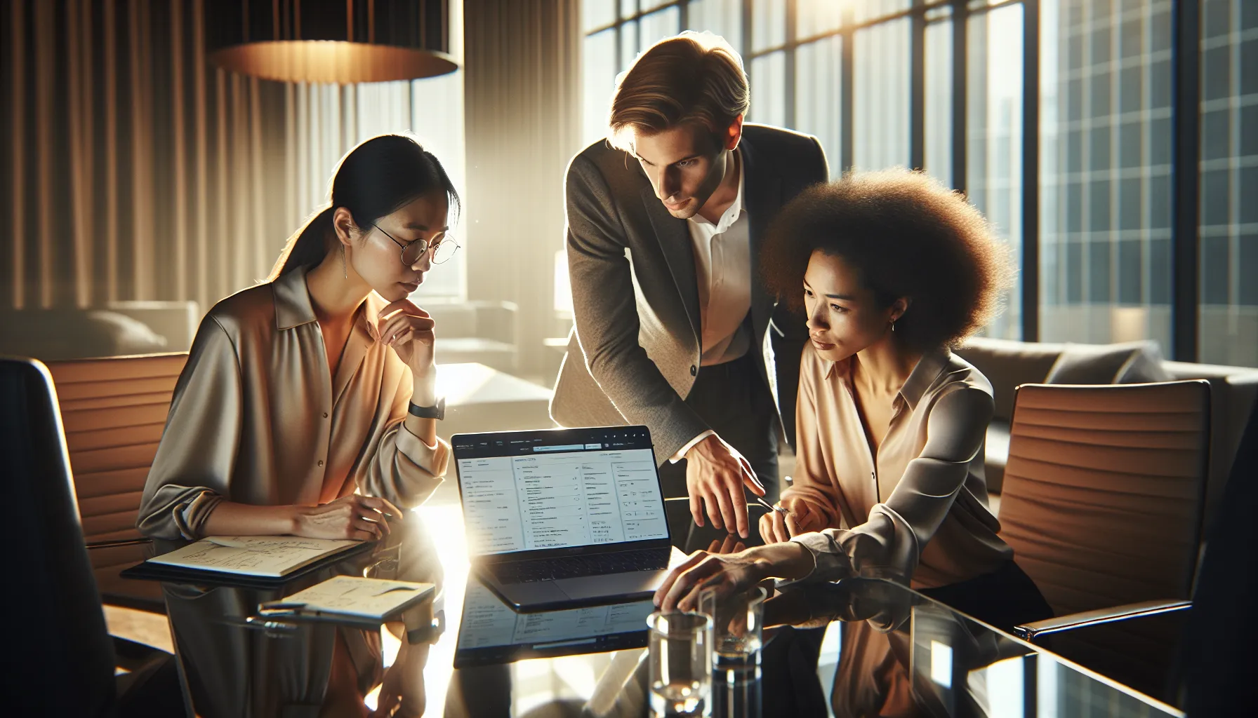 professionals collaborating on verifying a phone number in an office.