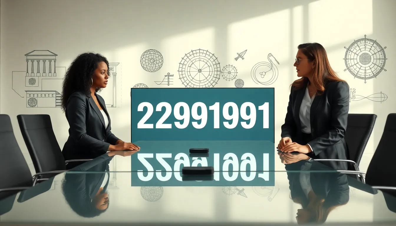 diverse professionals discussing the significance of the number 2129919991.