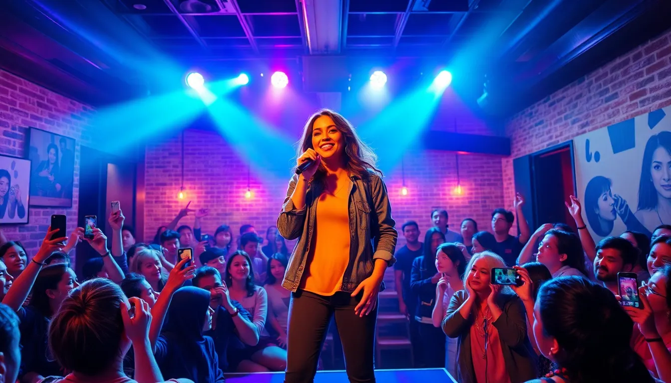 Lorennameliy performing live in a vibrant music venue.