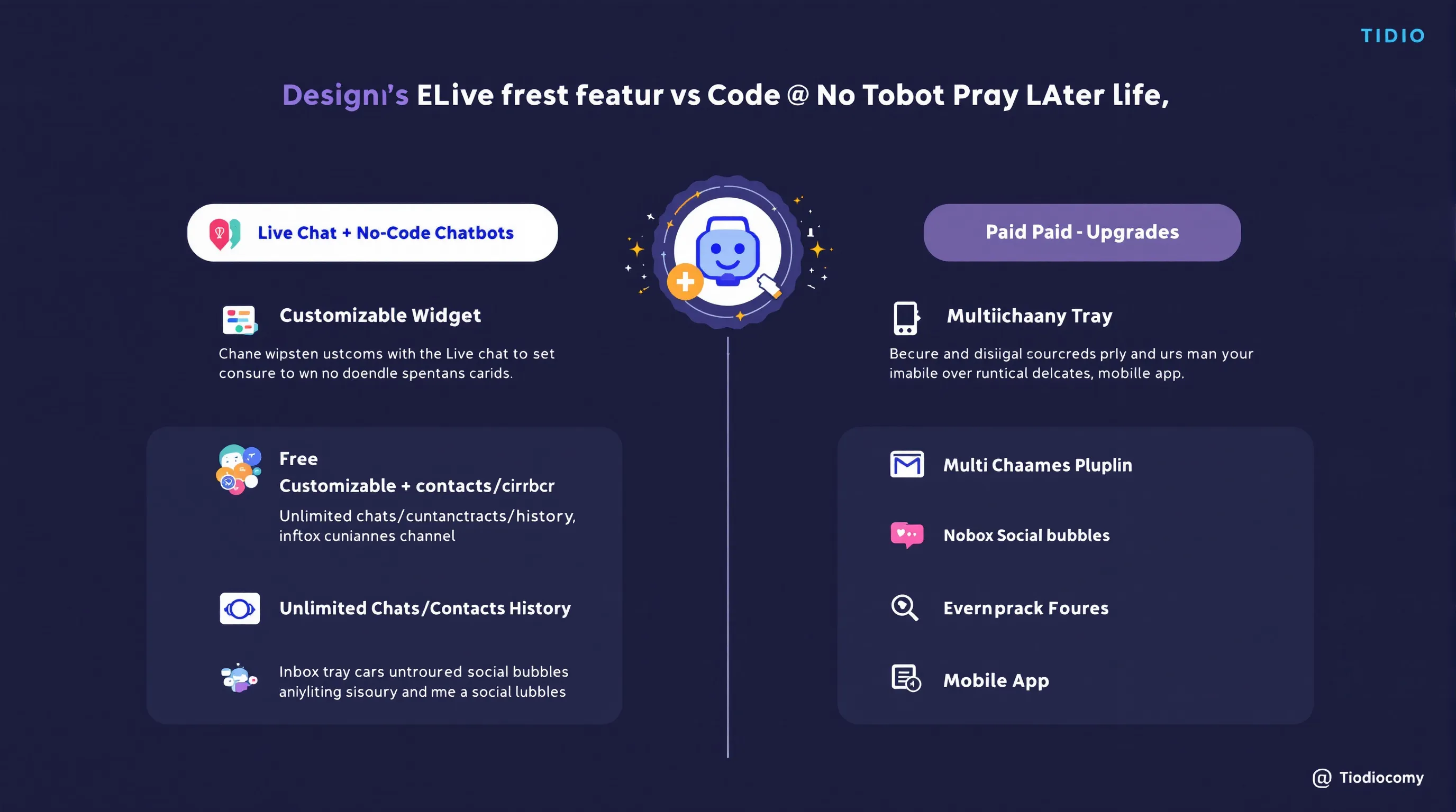 7 Best Free WordPress Live Chat Plugins For Small Businesses (2026) 4 Feature infographic of Tidio’s free and paid live chat options for WordPress.