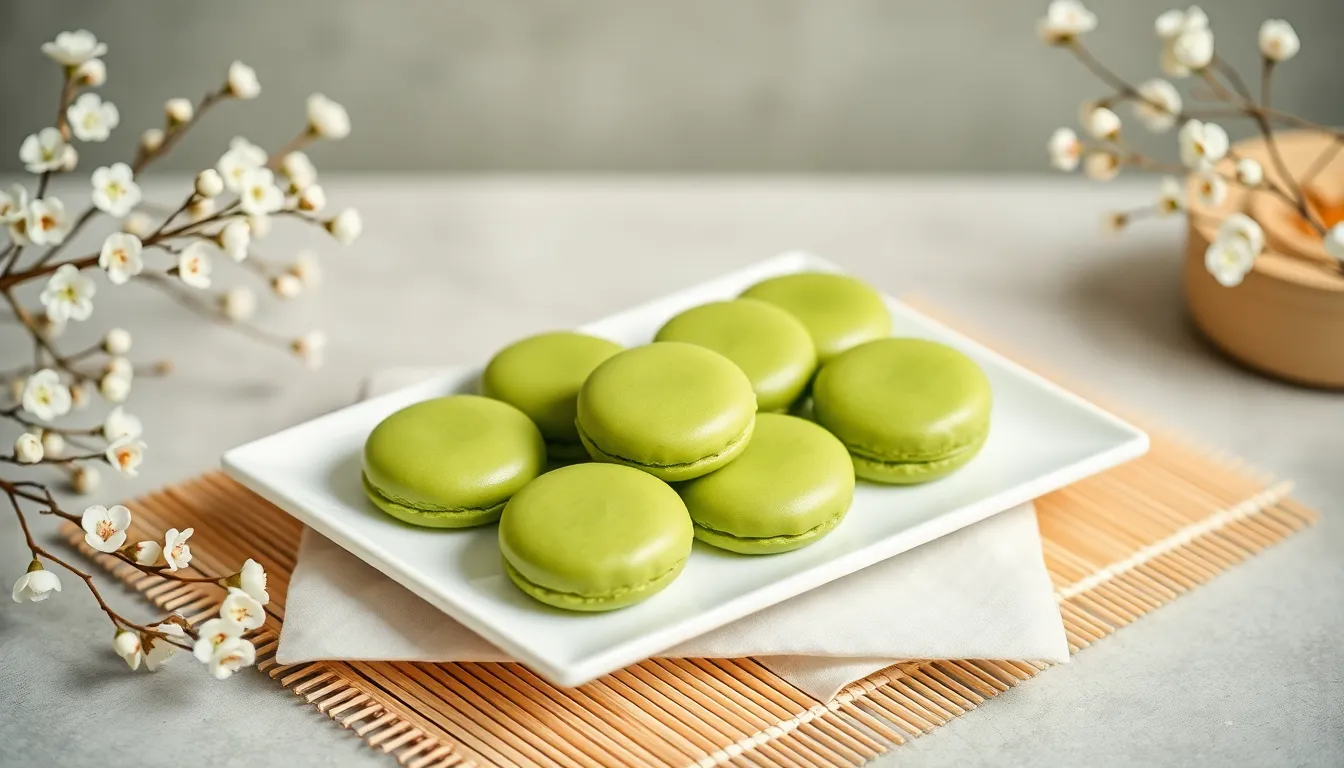 Cookiesforlove Green Mochi Delight Nova cookies on an elegant dessert platter.