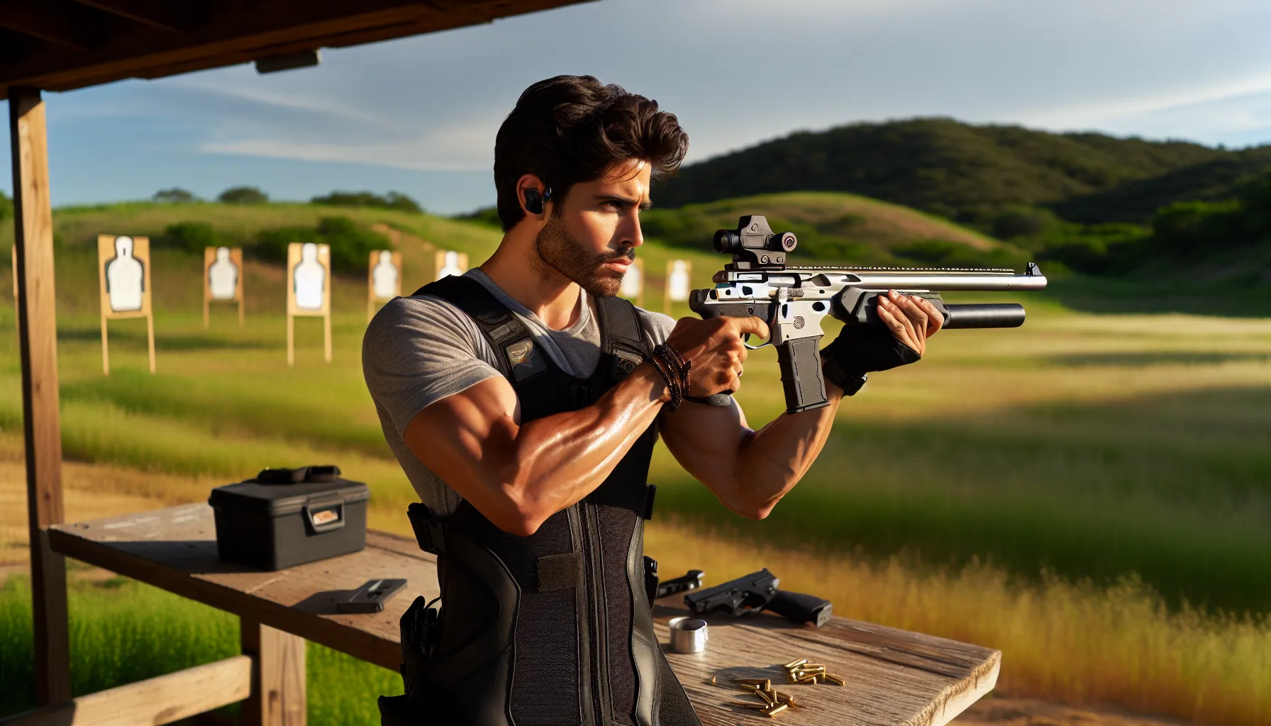 What Is Stronger: BB Or Pellet Gun A young man aiming a pellet gun at a target outdoors.