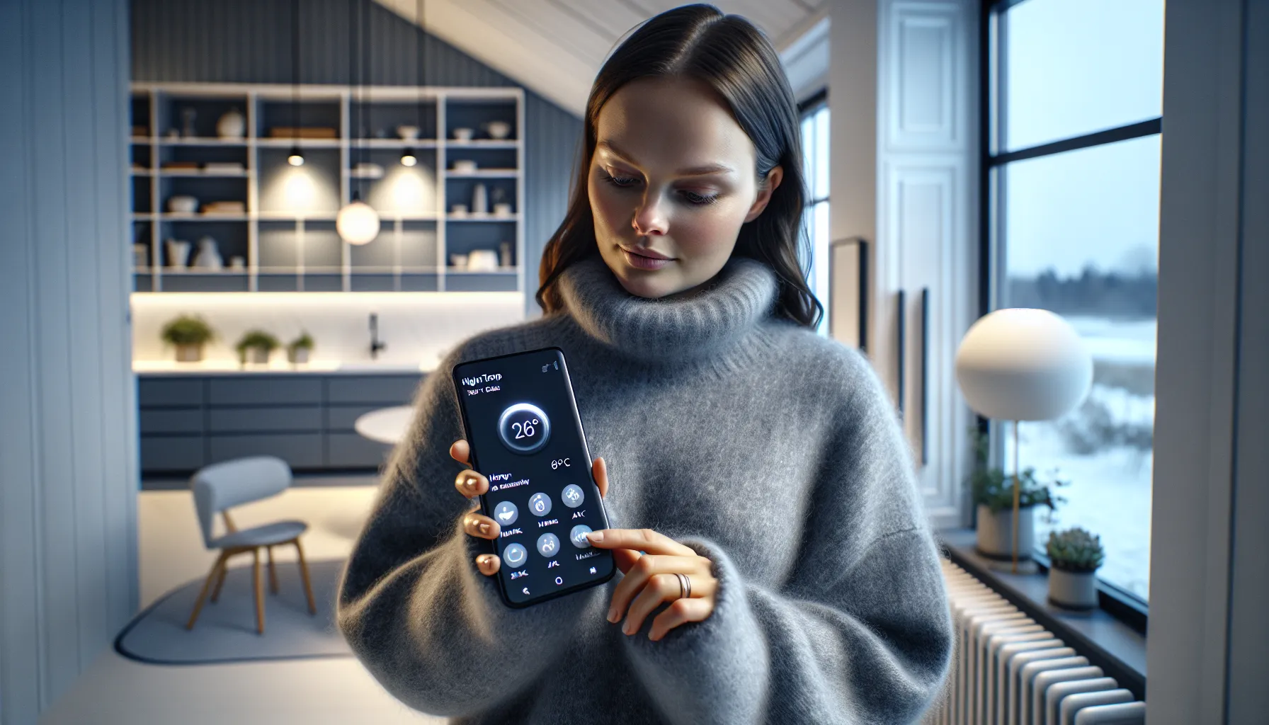 Norwegian homeowner manages zoned heating and hot water via smart thermostat app.