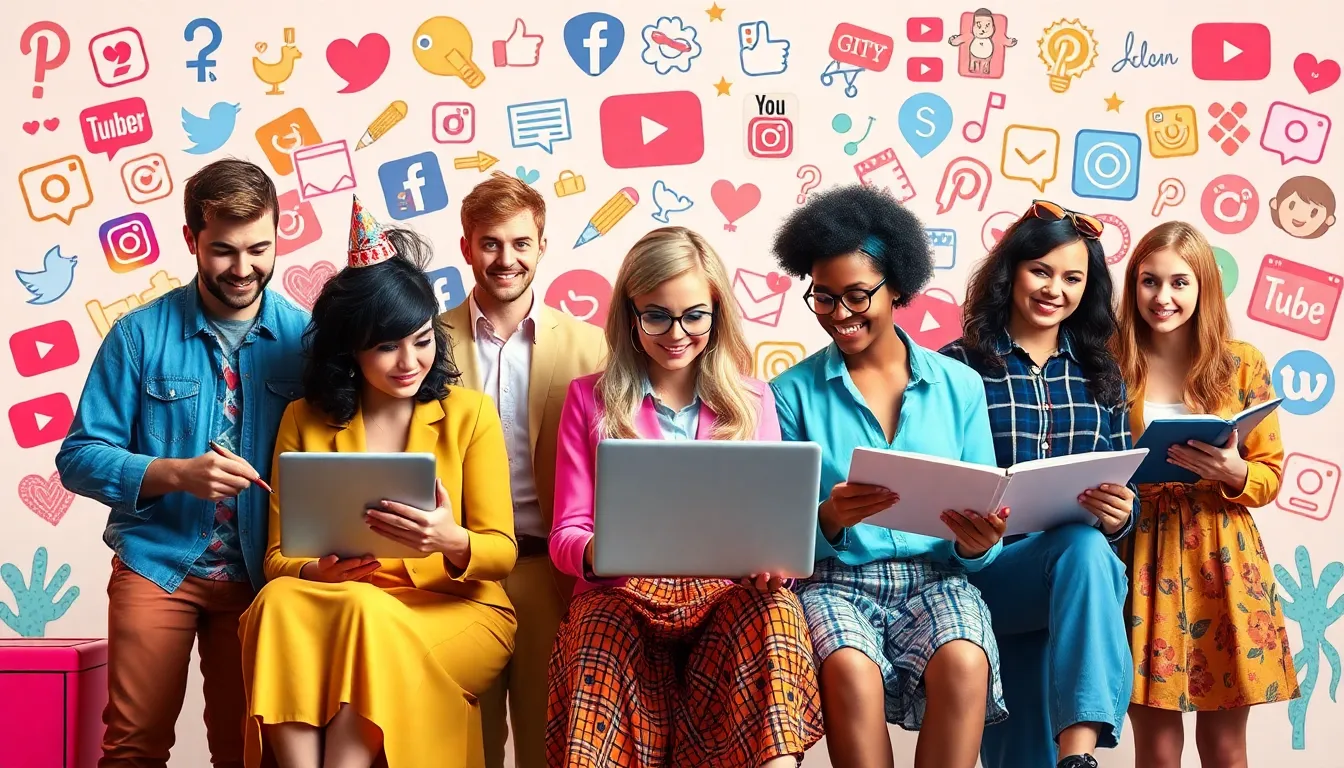 Diverse creators collaborating on digital art reflecting internet culture.