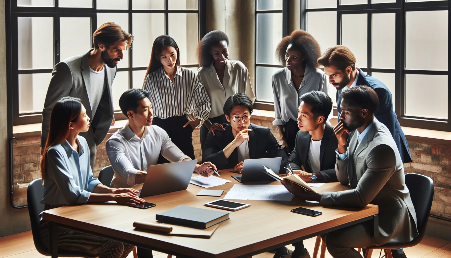 diverse team collaborating in a modern office setting on productivity strategies.
