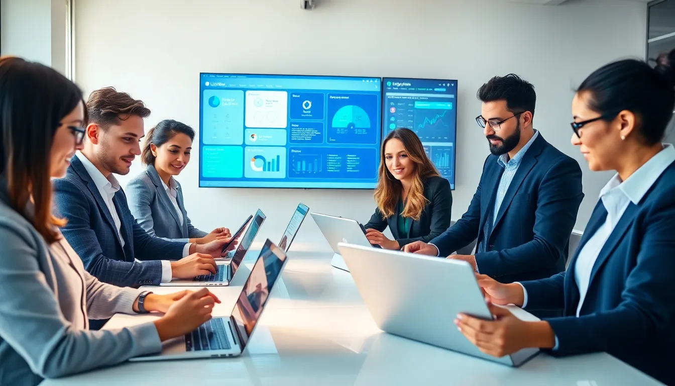 LivingPristine Updates: A Comprehensive Overview 8 diverse professionals collaborating on technology in a modern office.