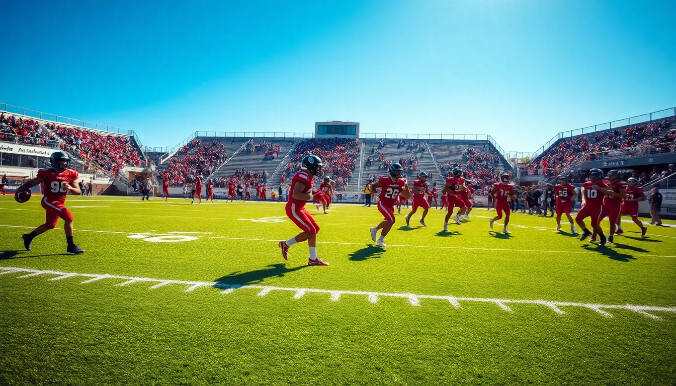 football players practicing at Greene County High School's football field.