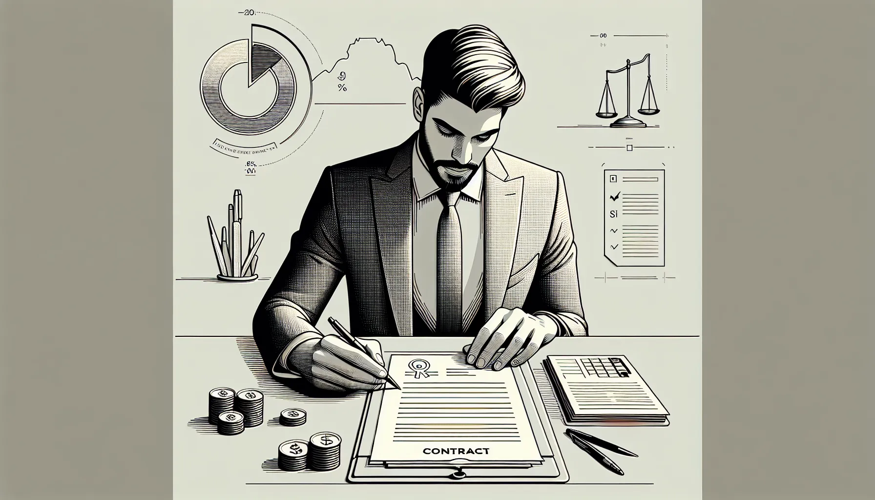 Dentist reviewing a contract with payment icons and small Alaska outline.