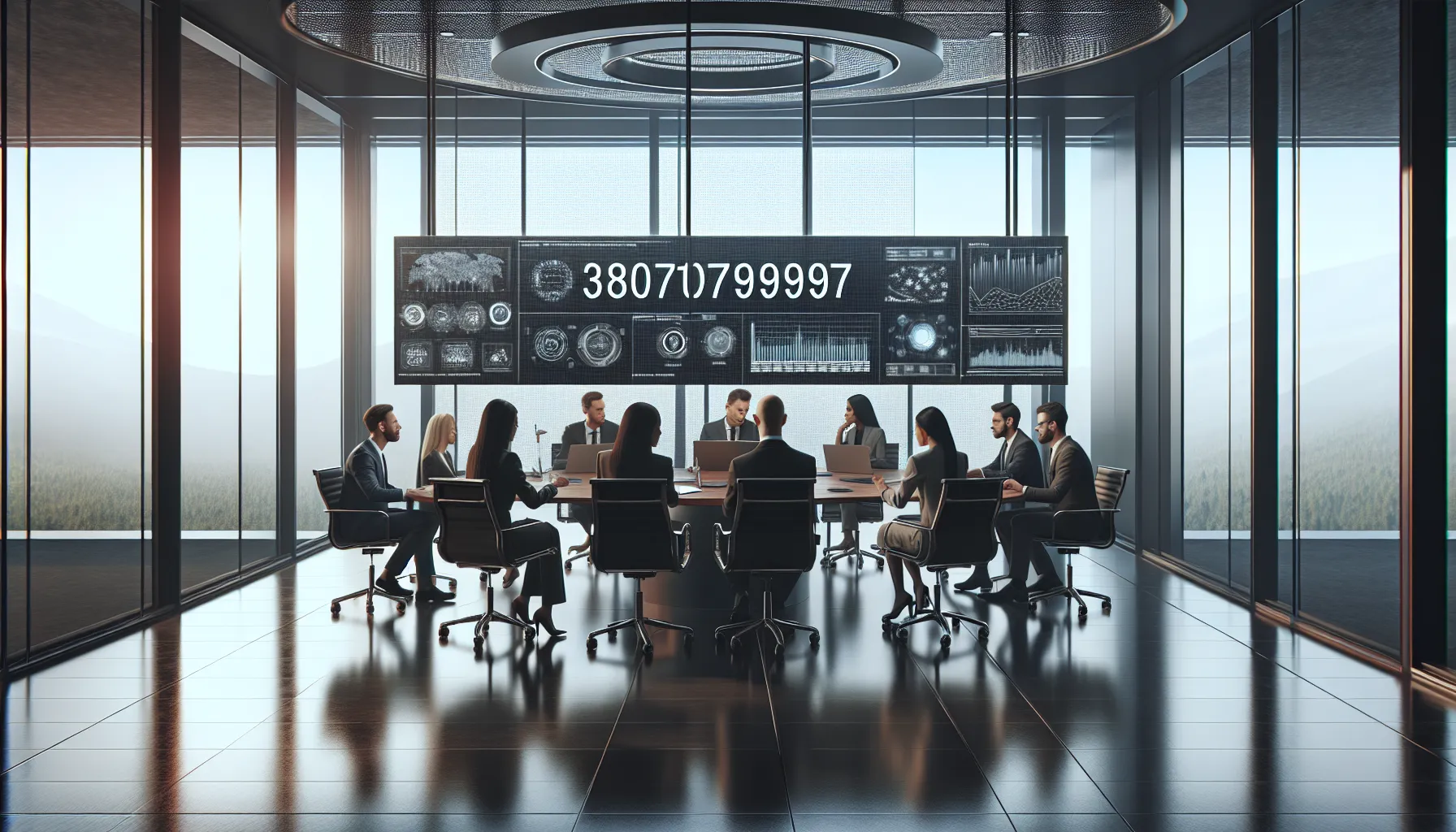diverse professionals discussing data in a modern workspace.