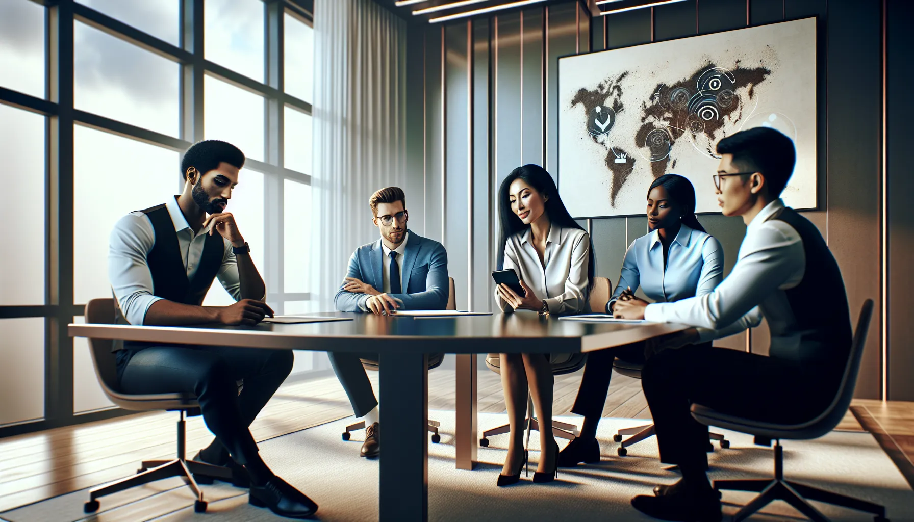 diverse team collaborating on troubleshooting issues in a modern office.
