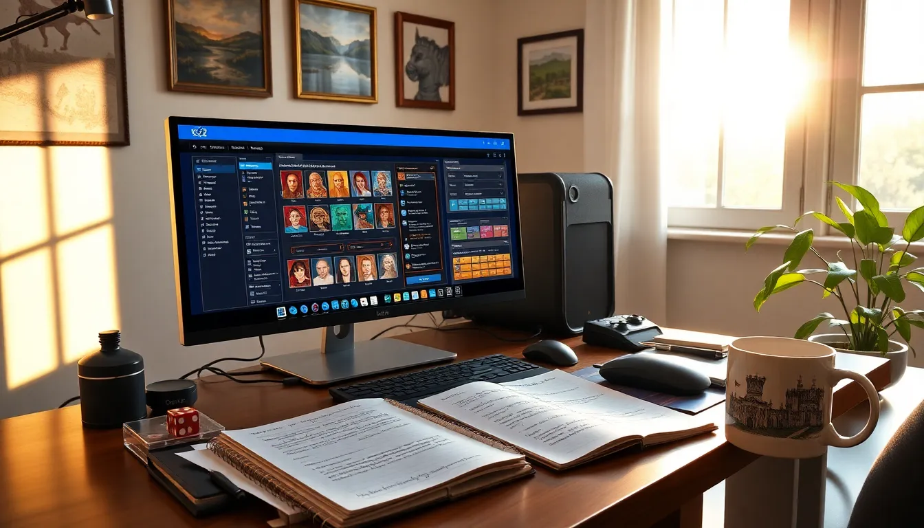 a modern home office featuring CK2Generator on a computer screen.