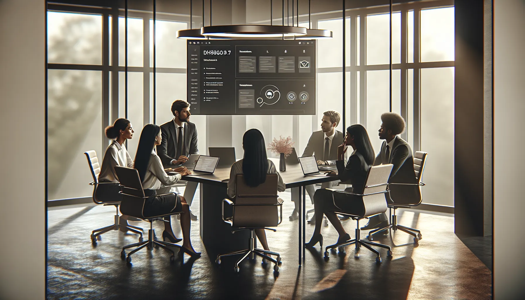 diverse team collaborating on software improvement in a modern office.