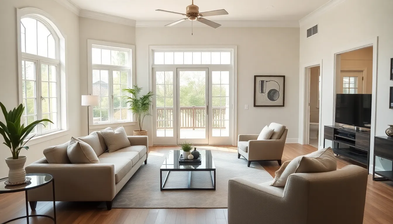 remodeled living area designed for retirees with an open floor plan.