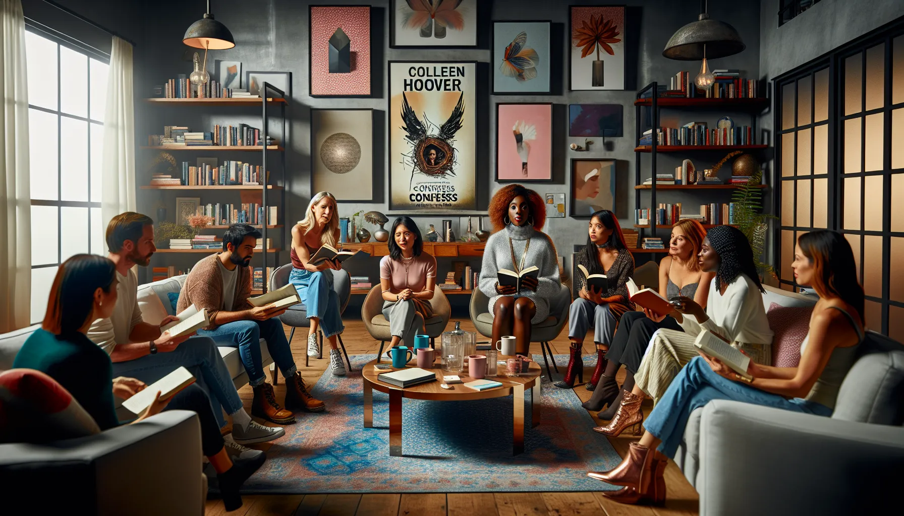 diverse book club discussing Colleen Hoover's 