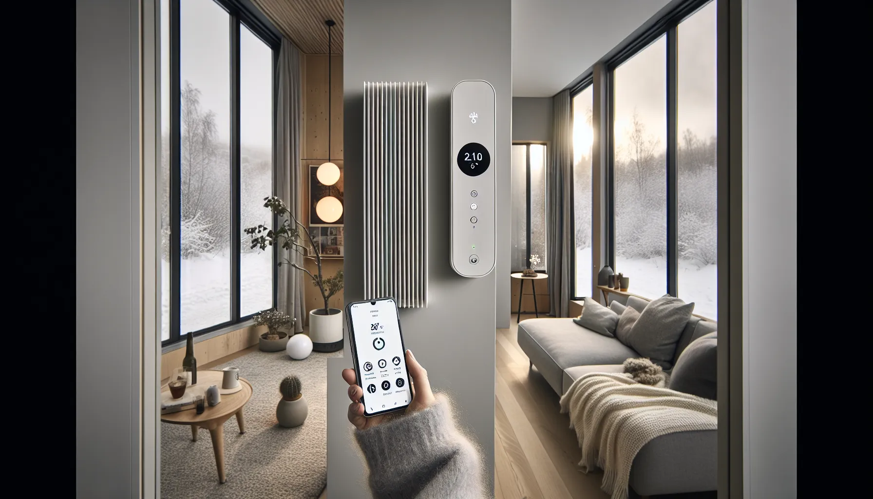 Hvordan redusere strømregningen med energieffektive ovner 3 Woman controls smart panel heater to cut energy use in norwegian home.