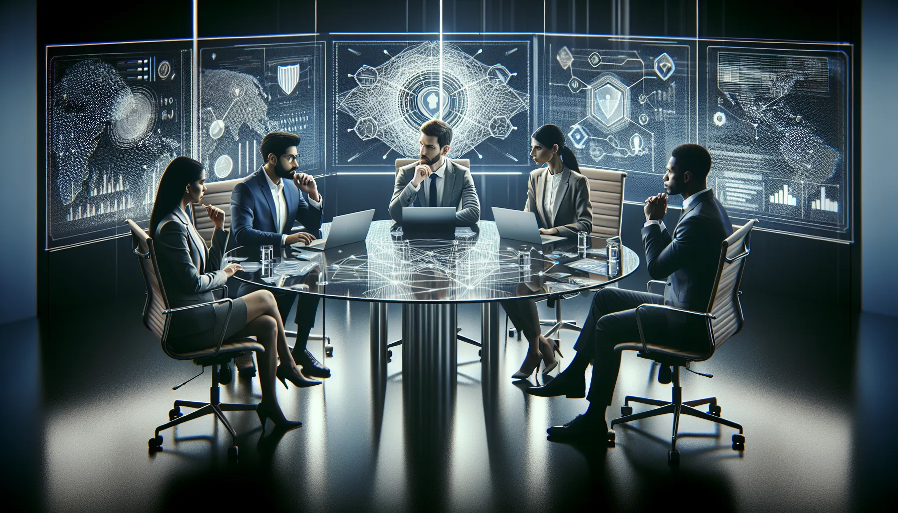 professionals discussing privacy and security in a modern office.