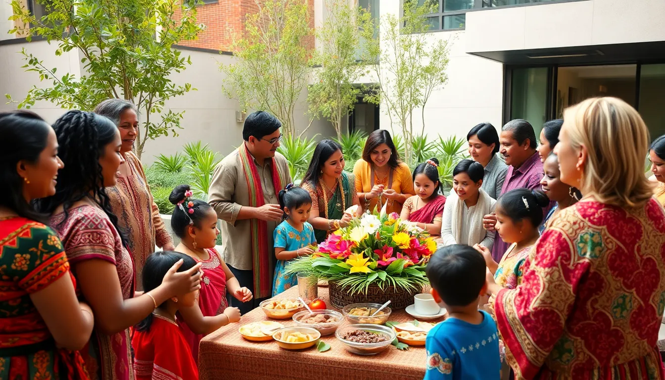 diverse community celebrating Hizwamta Futsugesa outdoors.