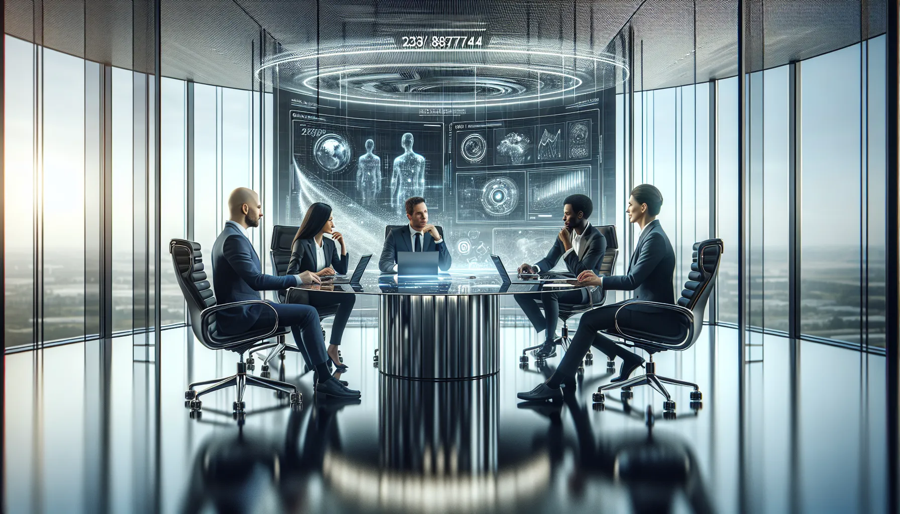 diverse team collaborating over digital analytics in a modern office.