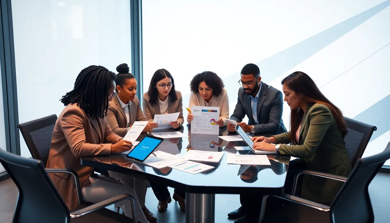 diverse team collaborating in a modern office on fdnjdtkmn.