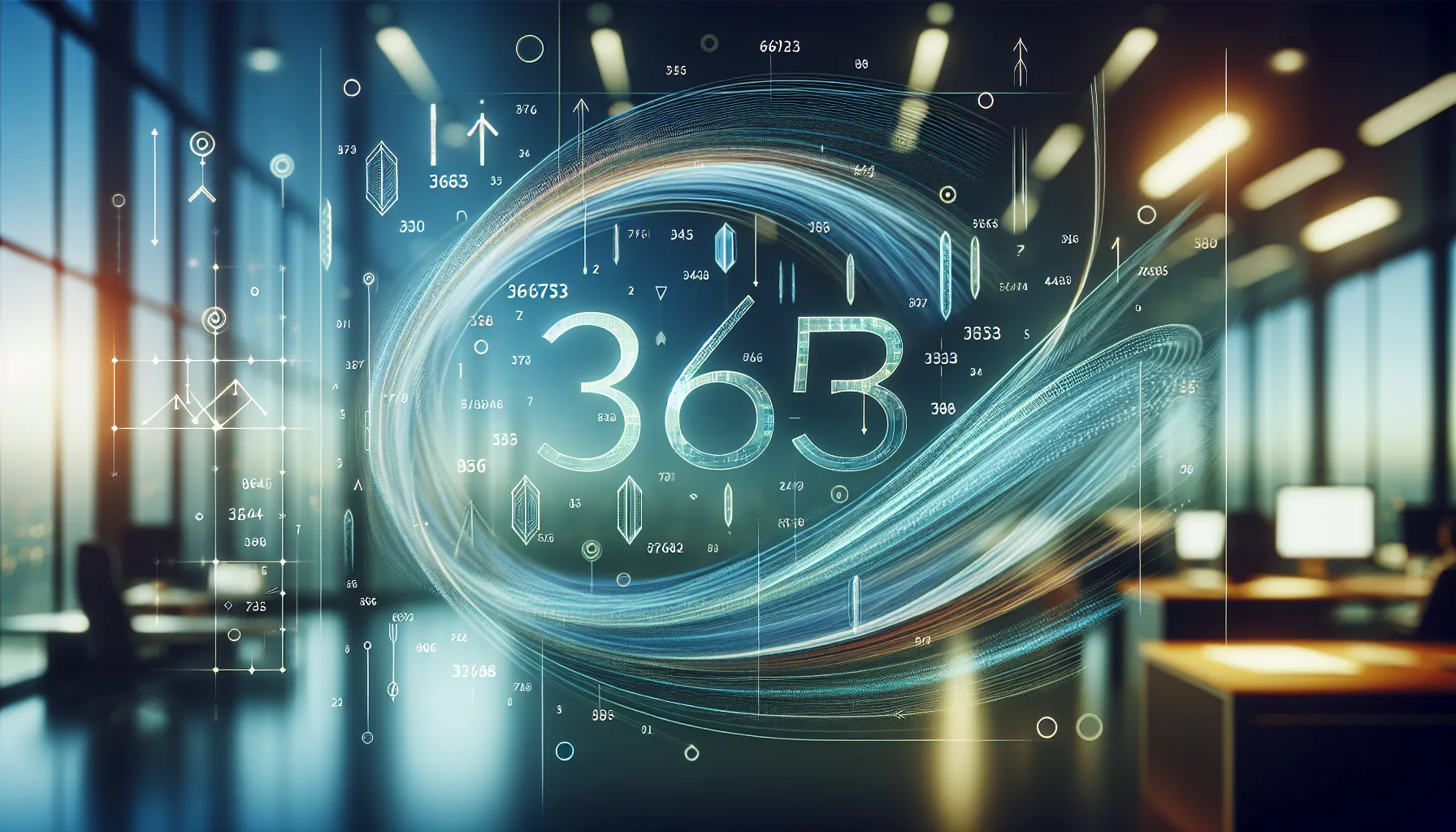 abstract representation of the number 3616532032 with symbols of transformation.