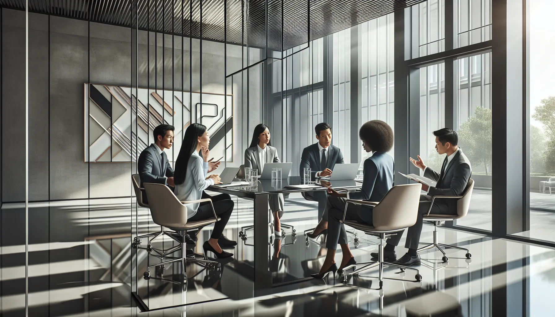 diverse team in a modern office discussing communication strategies.