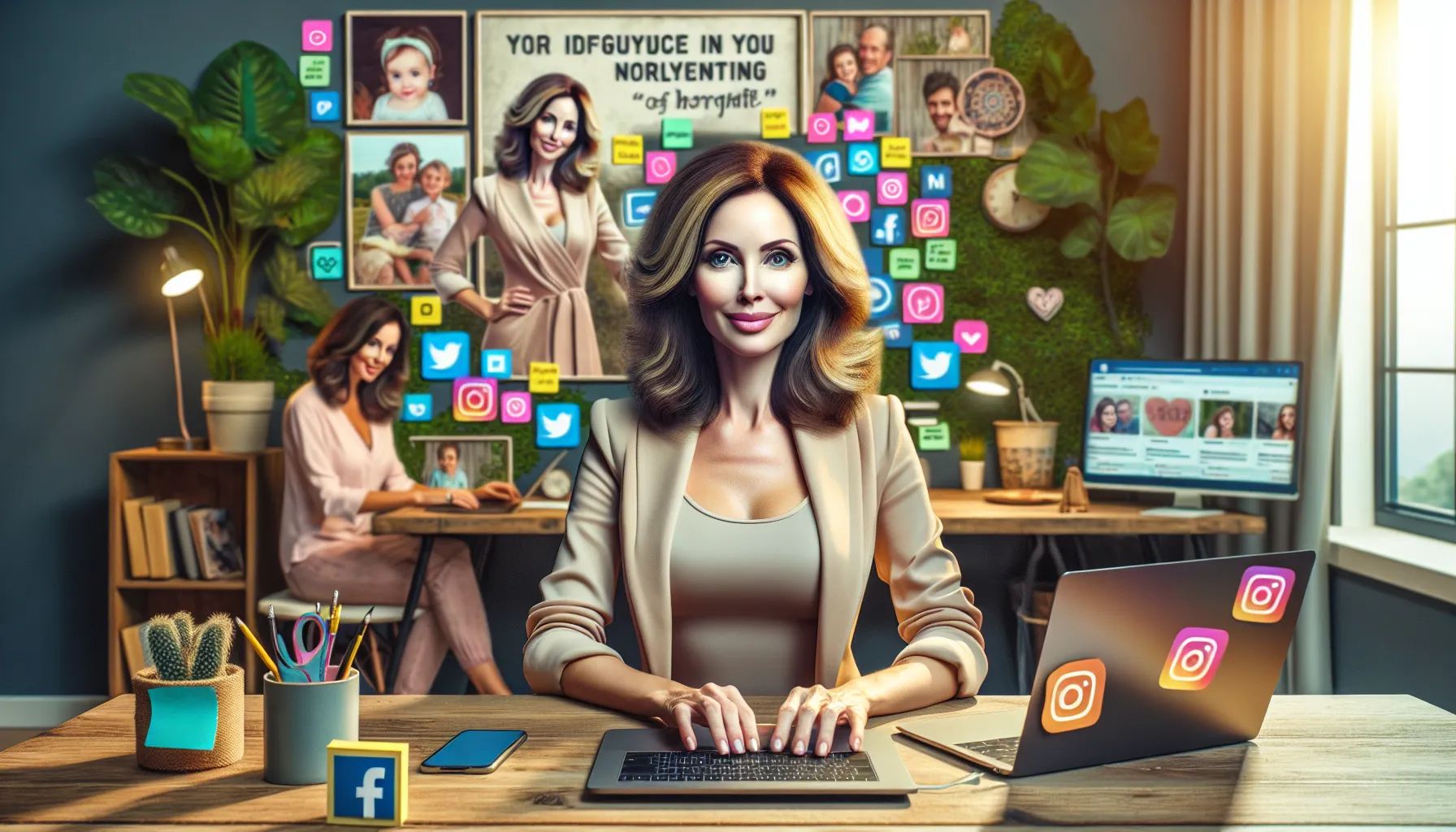 Chelsea Acton engaging in a modern workspace, symbolizing her parenting influence.