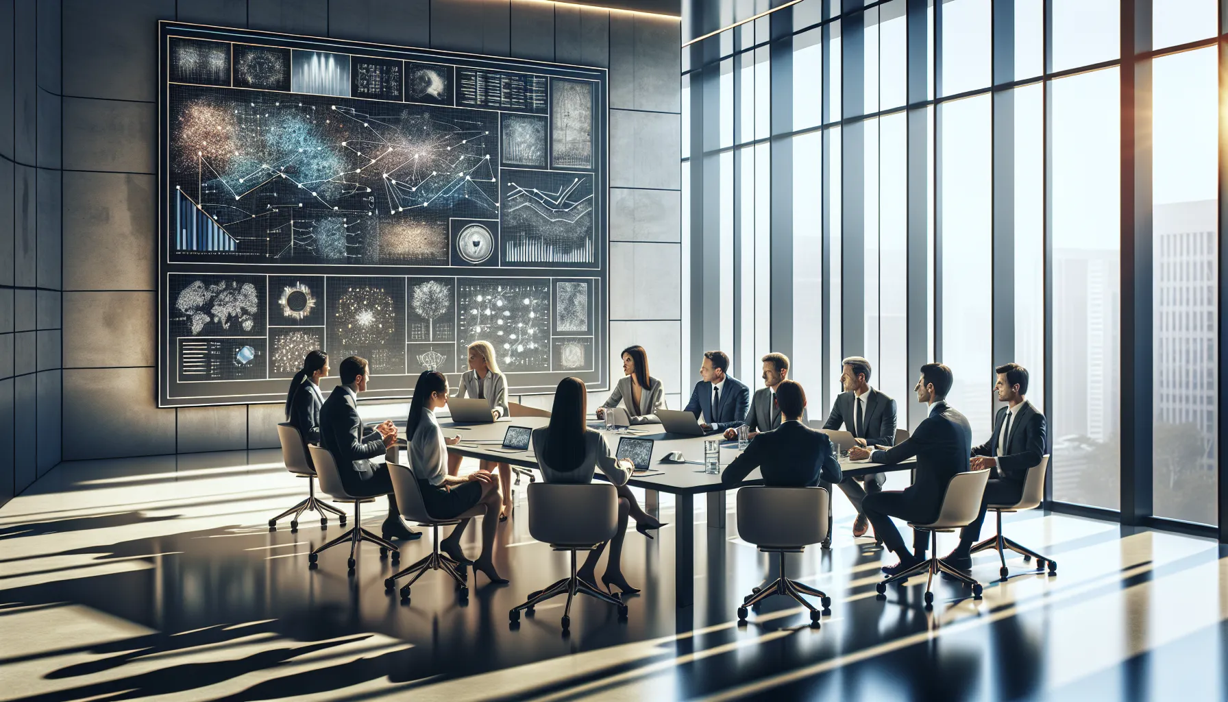 diverse team discussing Rhtlbcnjhbz in a modern office.