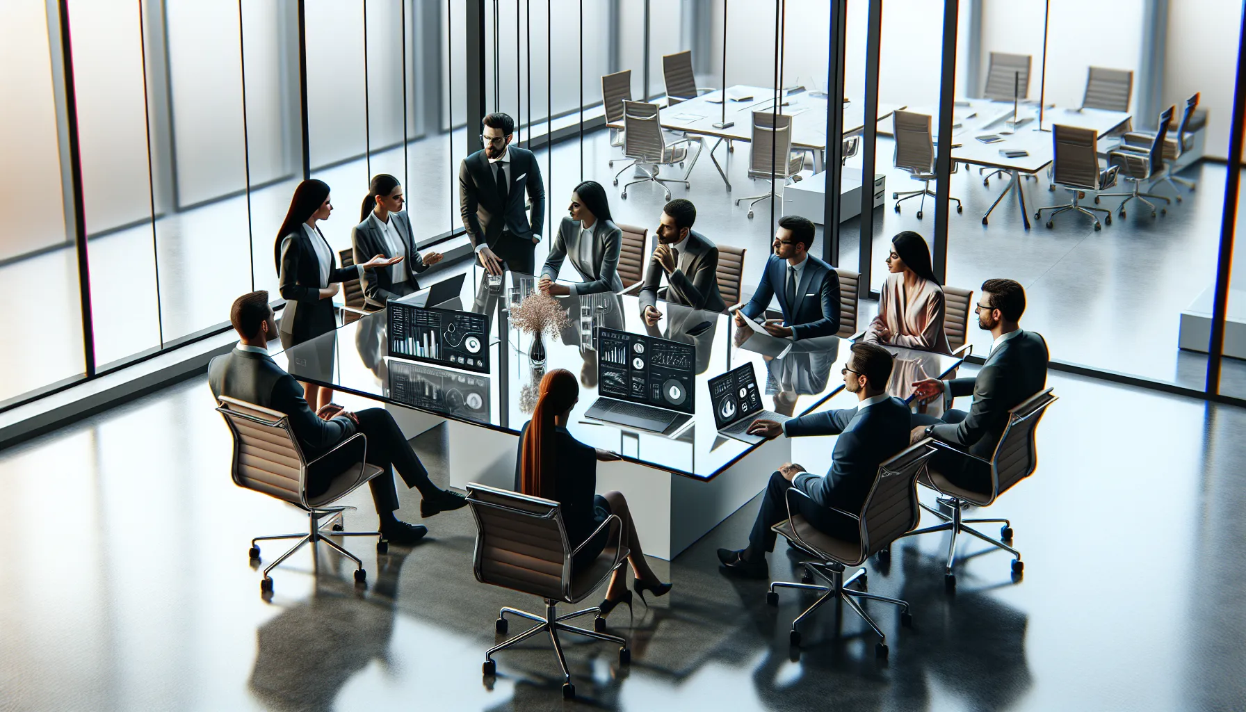 diverse team collaborating in a modern office on data analytics.