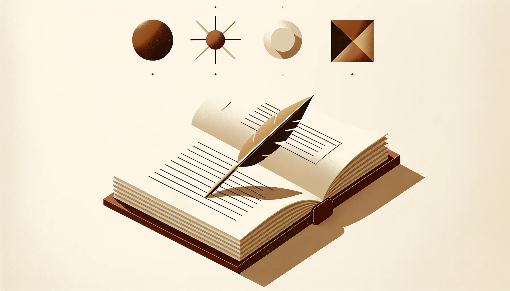 Open book with quill pen and geometric shapes representing Croatian literary heritage