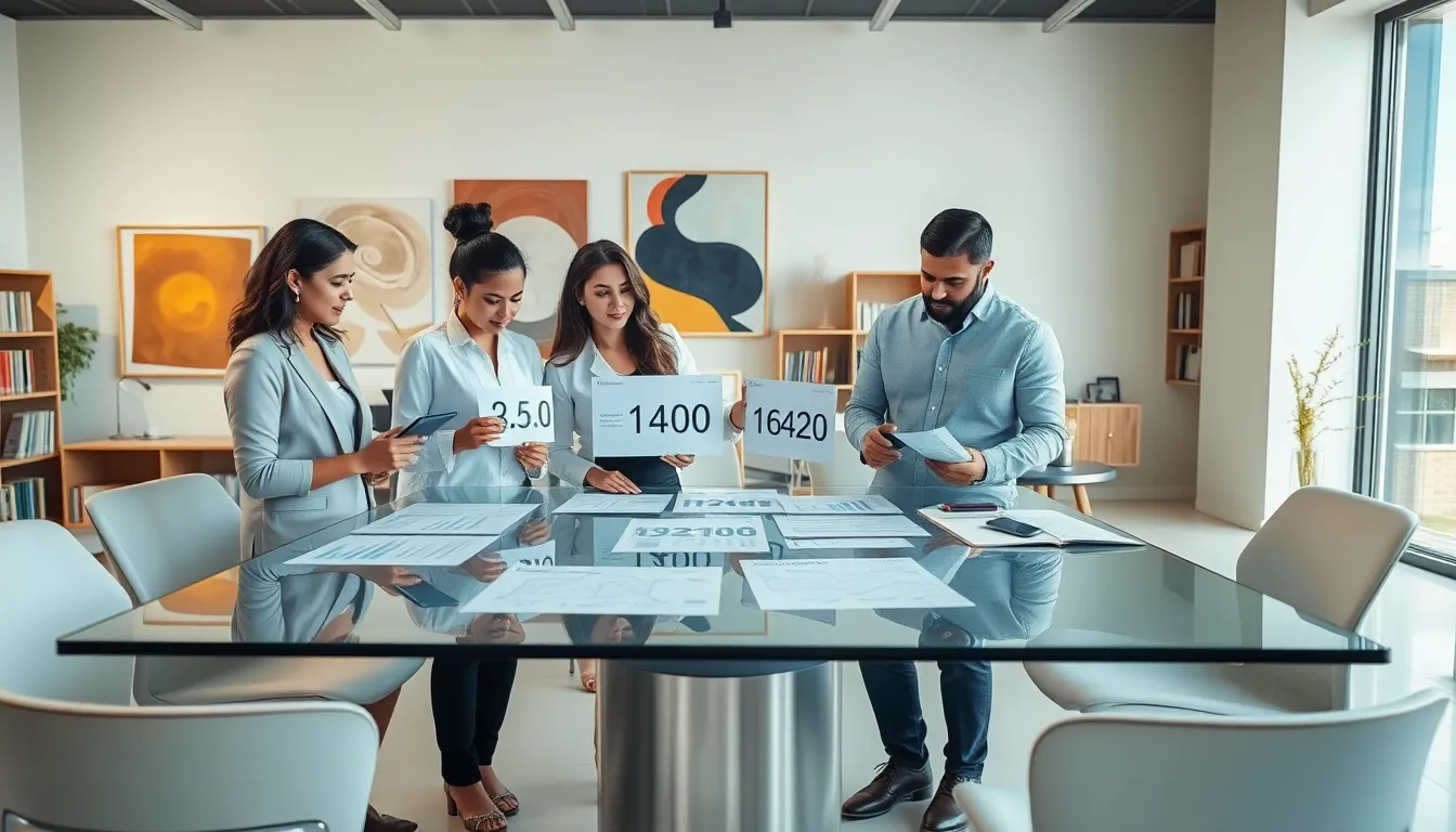 professionals discussing historical significance in a modern office.