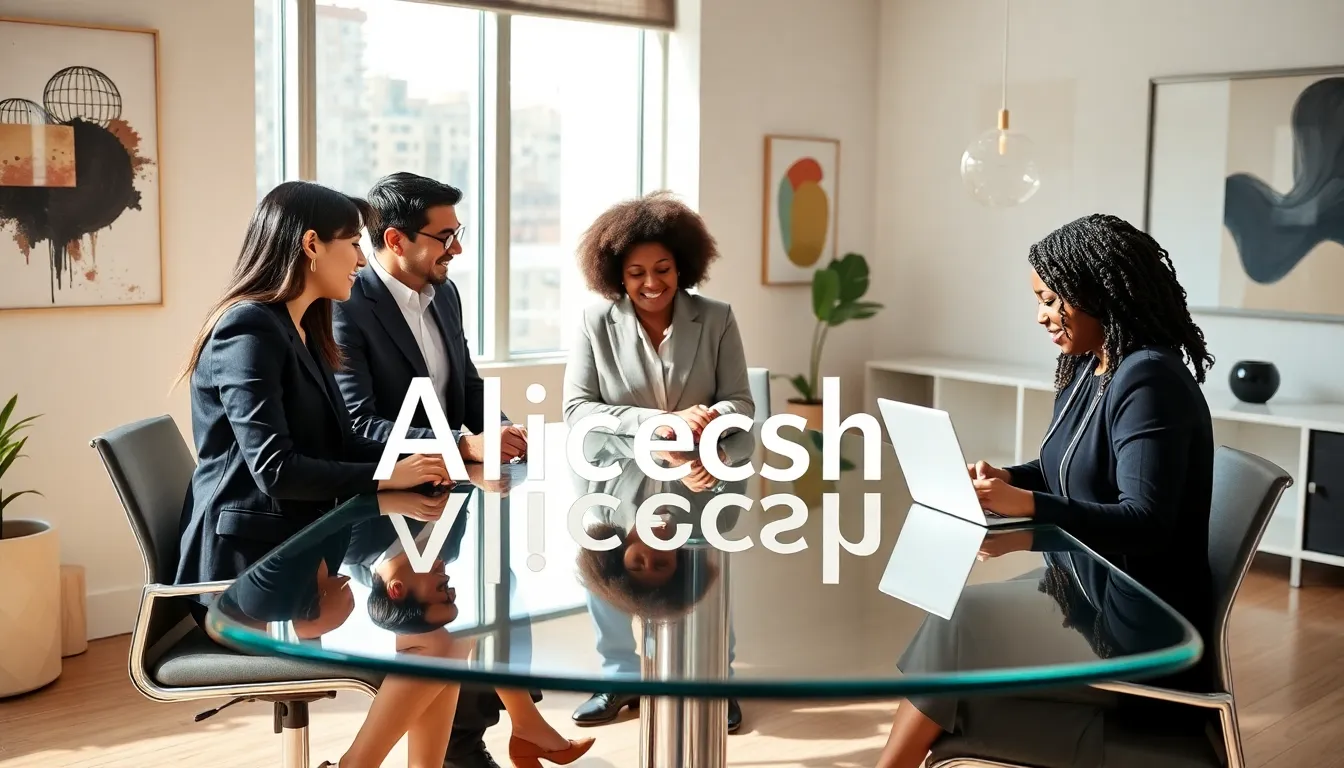 diverse professionals collaborating in a modern office setting.
