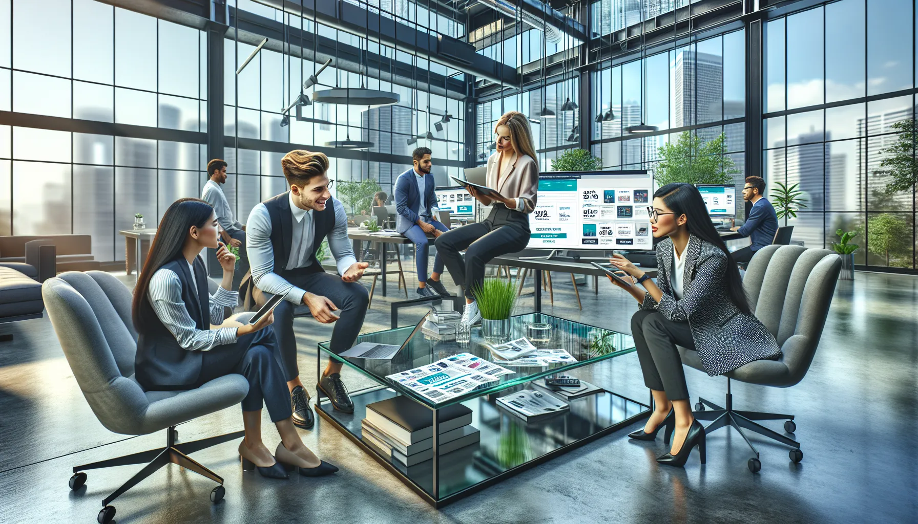 MyWirelessCoupons Topics: Unlocking Savings Like a Pro 8 diverse team collaborating over wireless coupon deals in a modern office.