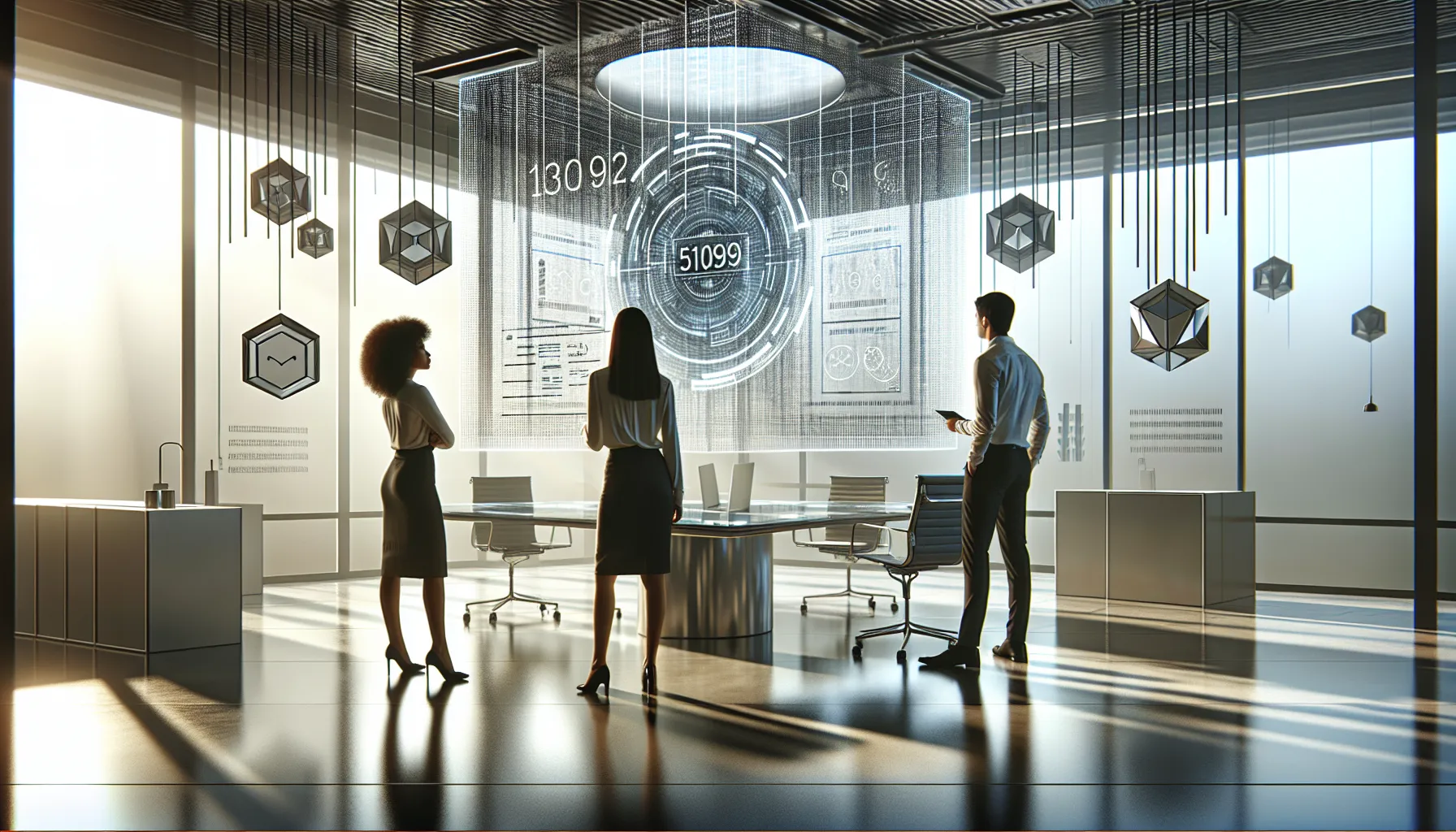 diverse team discussing technology implications in a modern office.