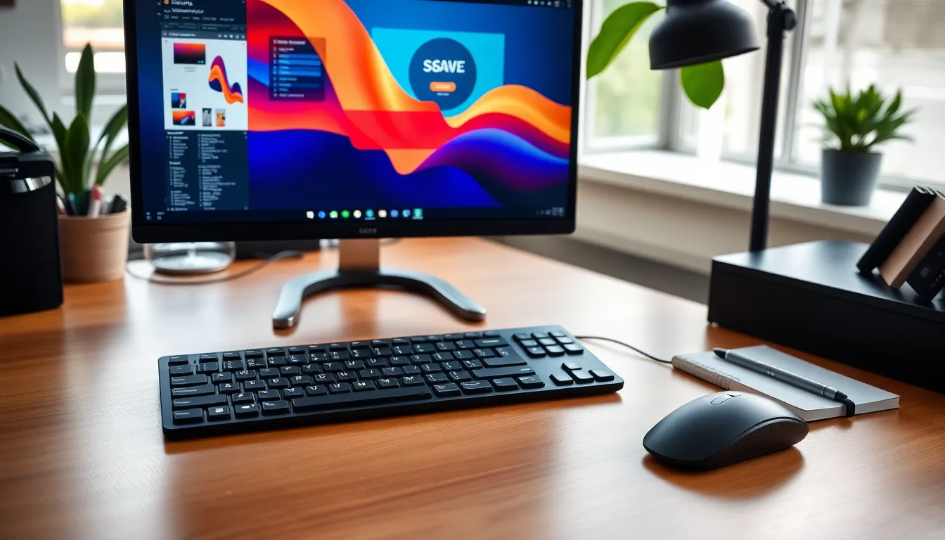 modern workspace with essential desktop computer accessories.