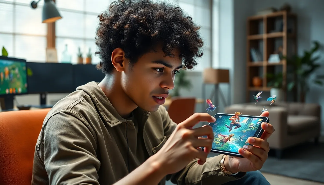 player engaged in the mobile game CaladriusAPK20192.