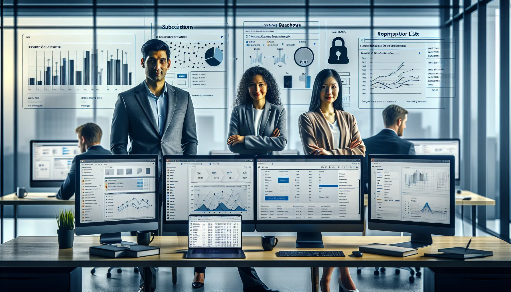 Team configuring Tableau subscriptions and data-driven alert emails in a modern office.