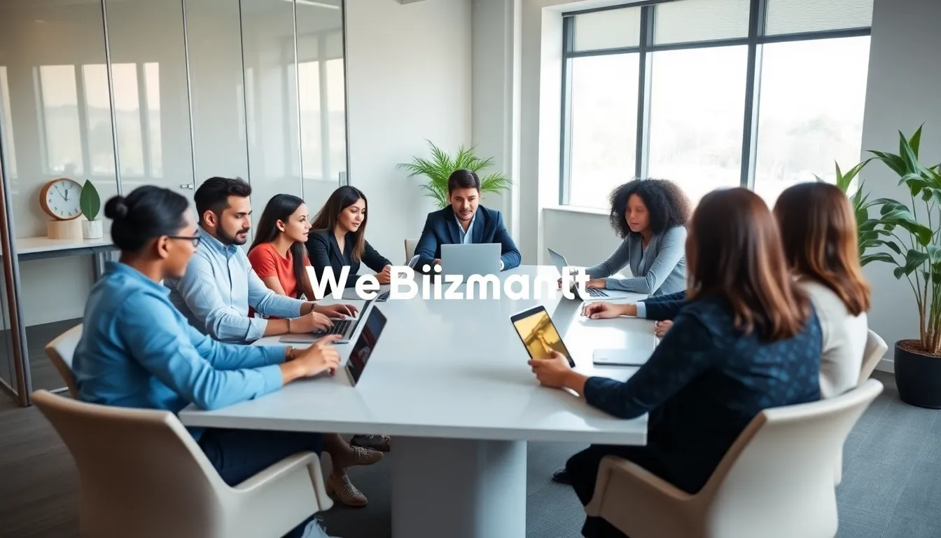 professionals collaborating in a modern office atmosphere.