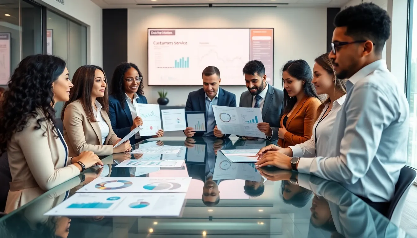 diverse team discussing telecommunications in a modern office.