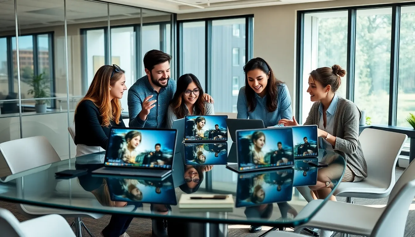 diverse team discussing innovative gameplay in a modern office.