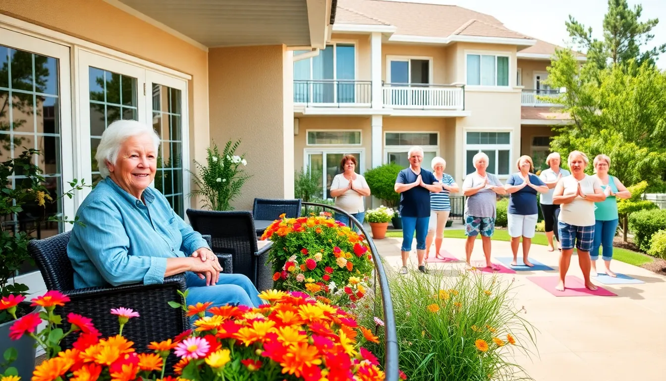 elderly residents enjoying activities in a vibrant retirement community.