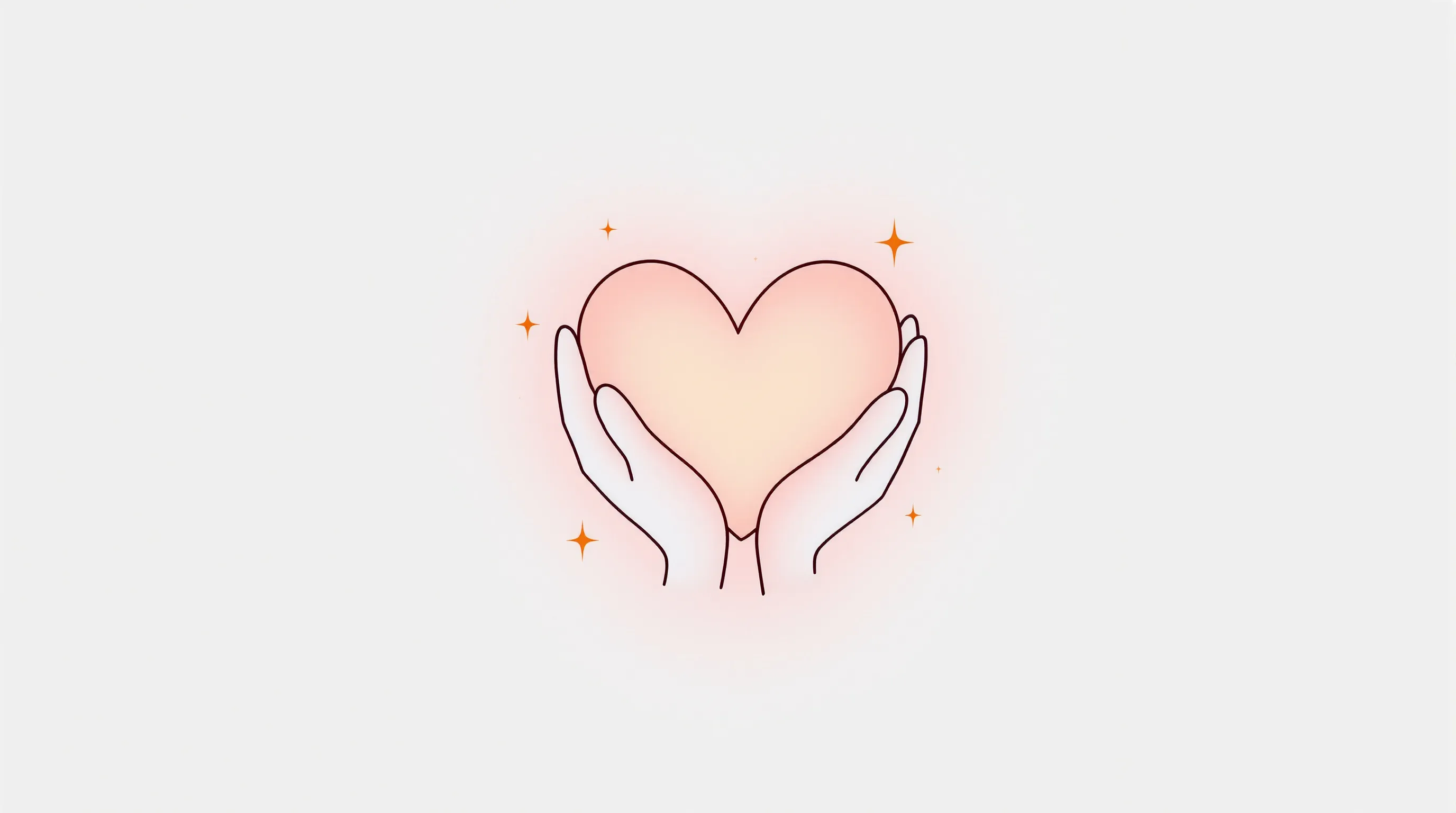 hands gently embracing a heart symbol on a clean background