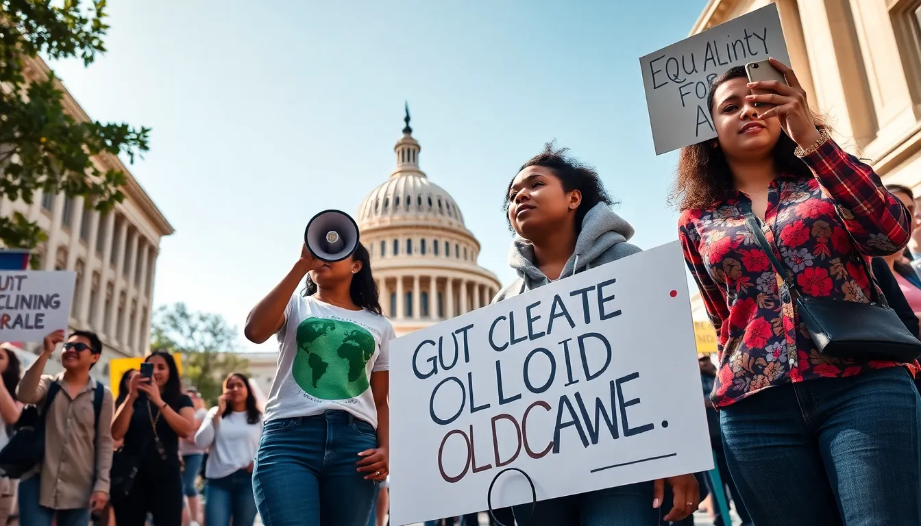 young activists rallying for social justice outside the U.S. Capitol.